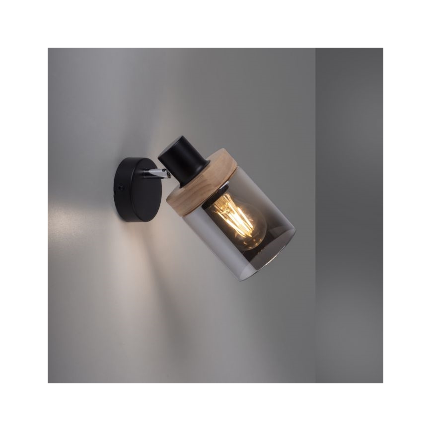 JUST LIGHT. 11311-18 - Wandspot PASQUAL 1xE27/40W/230V zwart/rubberen boom