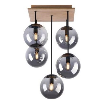 JUST LIGHT. 11395-79 - Hanglamp met vaste pendel WIDOW 5xE14/25W/230V eiken