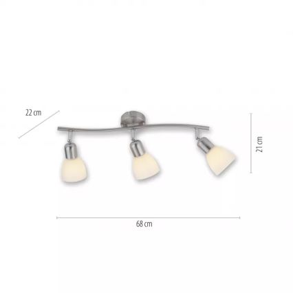 JUST LIGHT. 11953-55 - Plafondspot KARO 3xE14/40W/230V mat chroom