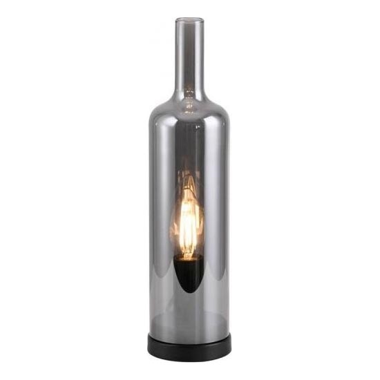 JUST LIGHT. 14006-25 - Tafellamp BOTTLE 1xE14/25W/230V zwart/rookglas