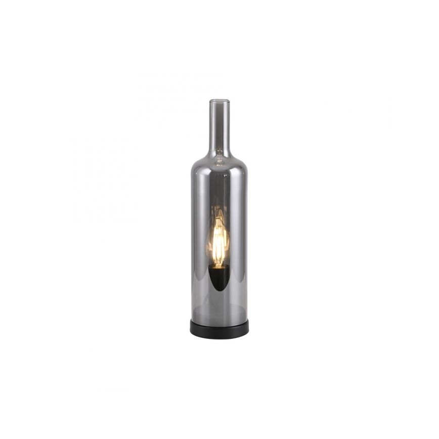 JUST LIGHT. 14006-25 - Tafellamp BOTTLE 1xE14/25W/230V zwart/rookglas