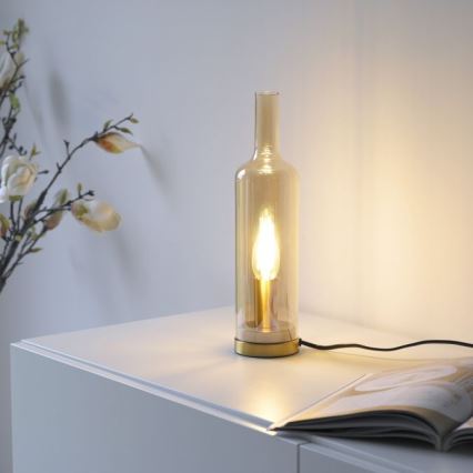 JUST LIGHT. 14006-27 - Tafellamp BOTTLE 1xE14/25W/230V beige/rookkleurig