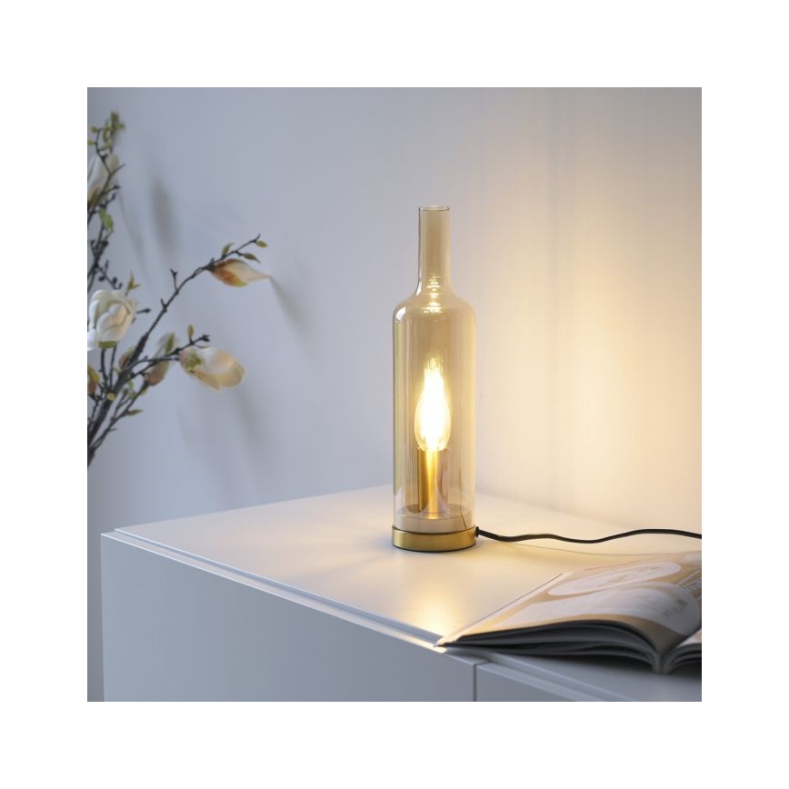 JUST LIGHT. 14006-27 - Tafellamp BOTTLE 1xE14/25W/230V beige/rookkleurig