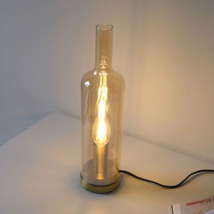 JUST LIGHT. 14006-27 - Tafellamp BOTTLE 1xE14/25W/230V beige/rookkleurig