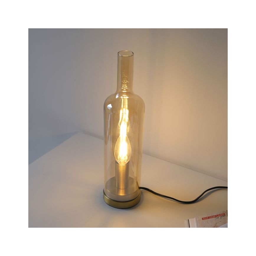 JUST LIGHT. 14006-27 - Tafellamp BOTTLE 1xE14/25W/230V beige/rookkleurig