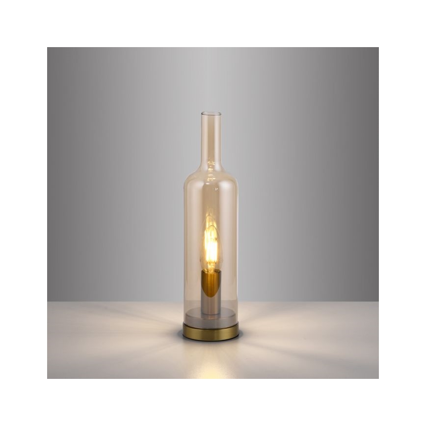 JUST LIGHT. 14006-27 - Tafellamp BOTTLE 1xE14/25W/230V beige/rookkleurig