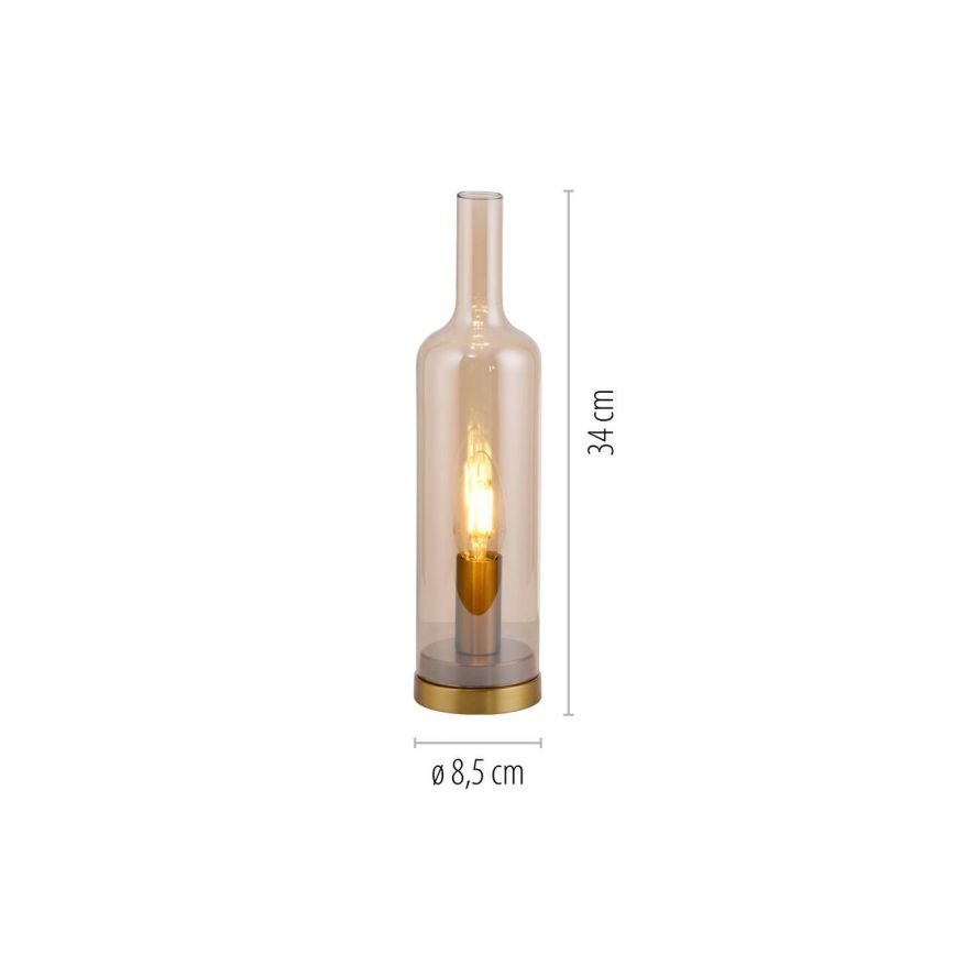 JUST LIGHT. 14006-27 - Tafellamp BOTTLE 1xE14/25W/230V beige/rookkleurig