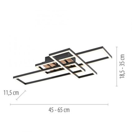 JUST LIGHT. 14051-79 - LED-plafondlamp AKUSTIKA LED/20,5W/230V eiken/zwart