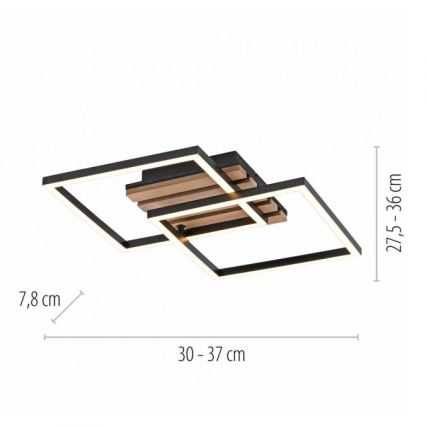 JUST LIGHT. 14053-79 - LED-plafondlamp AKUSTIKA LED/15W/230V eiken/zwart