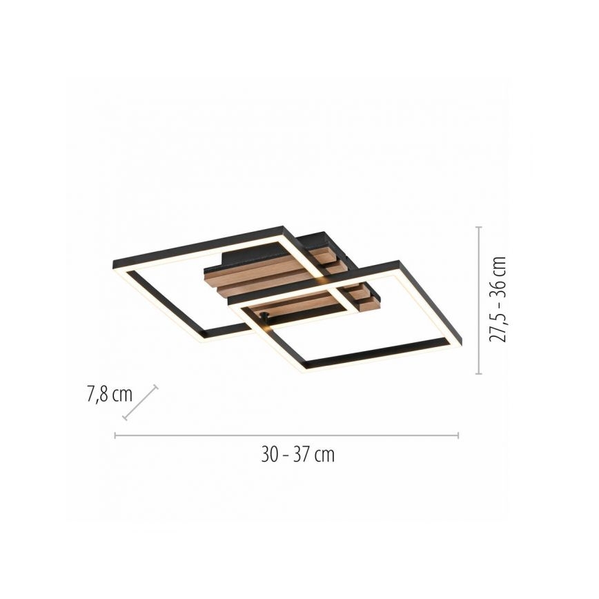 JUST LIGHT. 14053-79 - LED-plafondlamp AKUSTIKA LED/15W/230V eiken/zwart