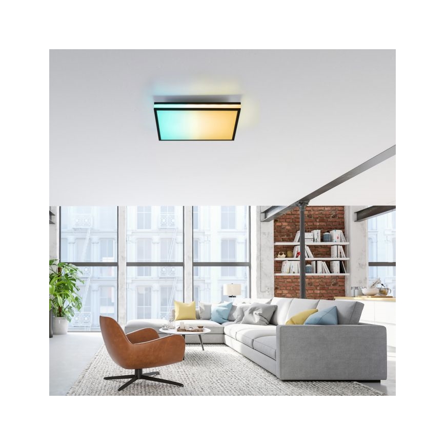 JUST LIGHT. 14110-18 - LED RGBW Dimbare plafondlamp MARIO BLACK LED/19,5W/230V 2700-5000K + afstandsbediening