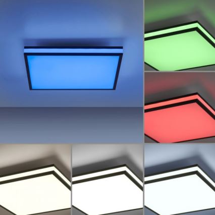 JUST LIGHT. 14110-18 - LED RGBW Dimbare plafondlamp MARIO BLACK LED/19,5W/230V 2700-5000K + afstandsbediening