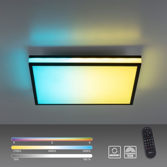 JUST LIGHT. 14110-18 - LED RGBW Dimbare plafondlamp MARIO BLACK LED/19,5W/230V 2700-5000K + afstandsbediening