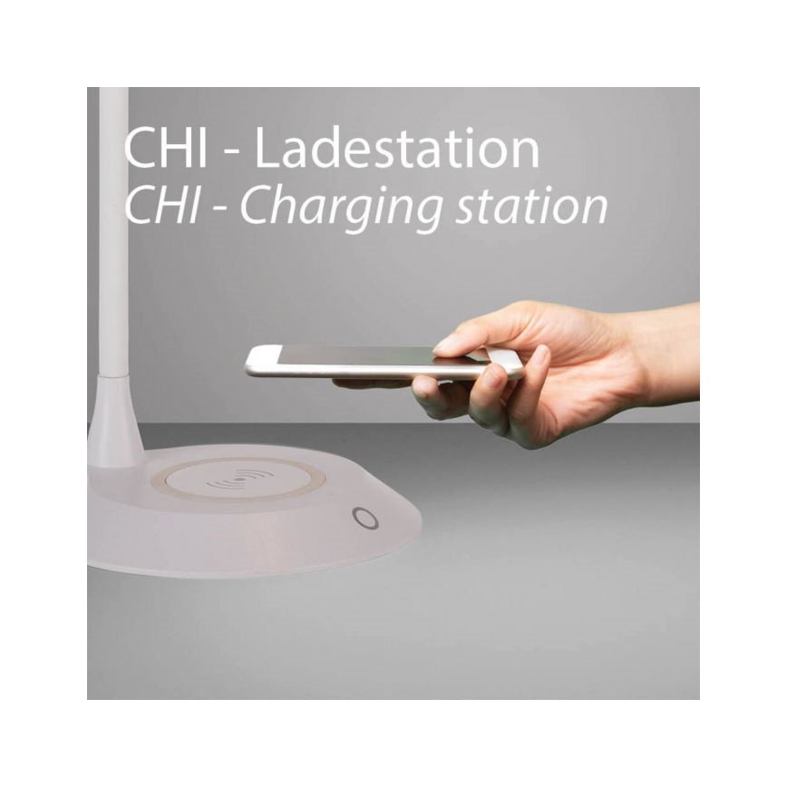 JUST LIGHT. 14414-16 - LED Dimbare flexibele tafellamp met aanraakbediening en draadloos opladen PUCKI LED/4,5W/230V wit