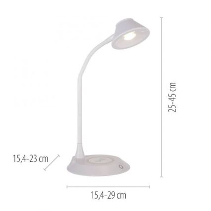 JUST LIGHT. 14414-16 - LED Dimbare flexibele tafellamp met aanraakbediening en draadloos opladen PUCKI LED/4,5W/230V wit