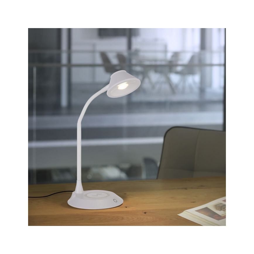 JUST LIGHT. 14414-16 - Dimmbare Flexibele Touch Tafellamp met Draadloos Opladen PUCKI LED/4,5W/230V wit