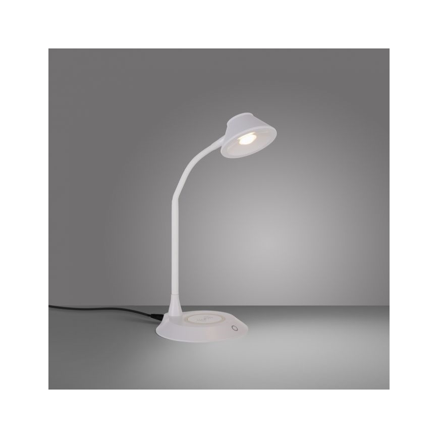 JUST LIGHT. 14414-16 - Dimmbare Flexibele Touch Tafellamp met Draadloos Opladen PUCKI LED/4,5W/230V wit
