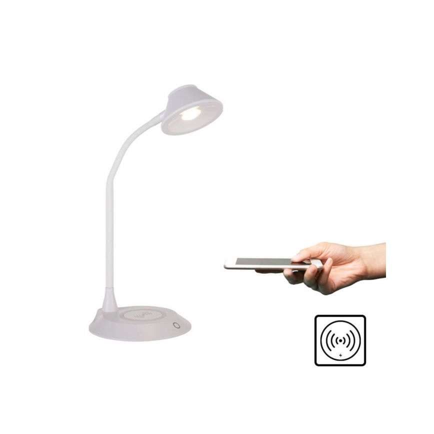 JUST LIGHT. 14414-16 - Dimmbare Flexibele Touch Tafellamp met Draadloos Opladen PUCKI LED/4,5W/230V wit
