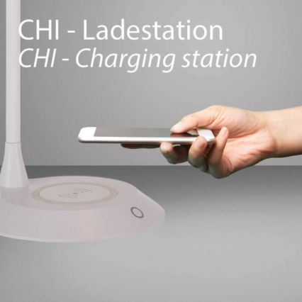JUST LIGHT. 14414-16 - Dimmbare Flexibele Touch Tafellamp met Draadloos Opladen PUCKI LED/4,5W/230V wit