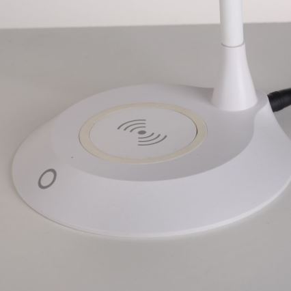 JUST LIGHT. 14414-16 - Dimmbare Flexibele Touch Tafellamp met Draadloos Opladen PUCKI LED/4,5W/230V wit