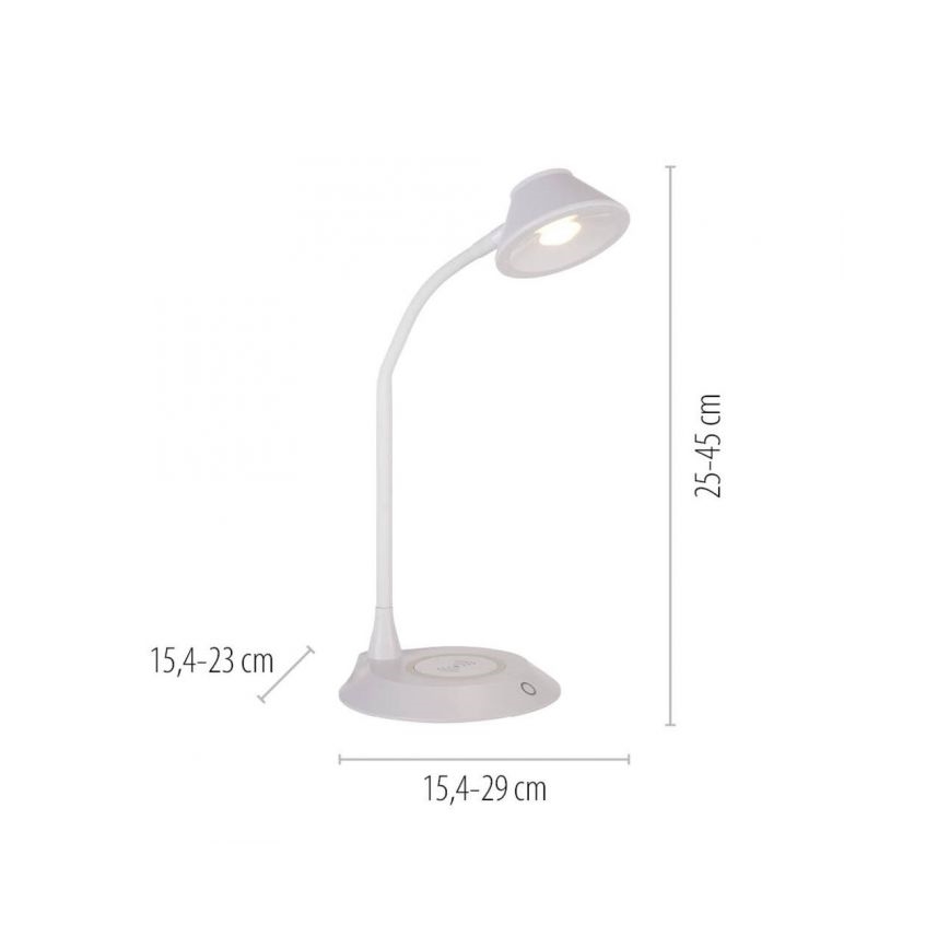 JUST LIGHT. 14414-16 - Dimmbare Flexibele Touch Tafellamp met Draadloos Opladen PUCKI LED/4,5W/230V wit
