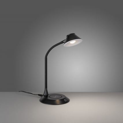 JUST LIGHT. 14414-18 - Dimbare flexibele bureaulamp met draadloos opladen PUCKI LED/4,5W/230V zwart
