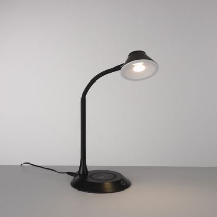 JUST LIGHT. 14414-18 - Dimbare flexibele bureaulamp met draadloos opladen PUCKI LED/4,5W/230V zwart