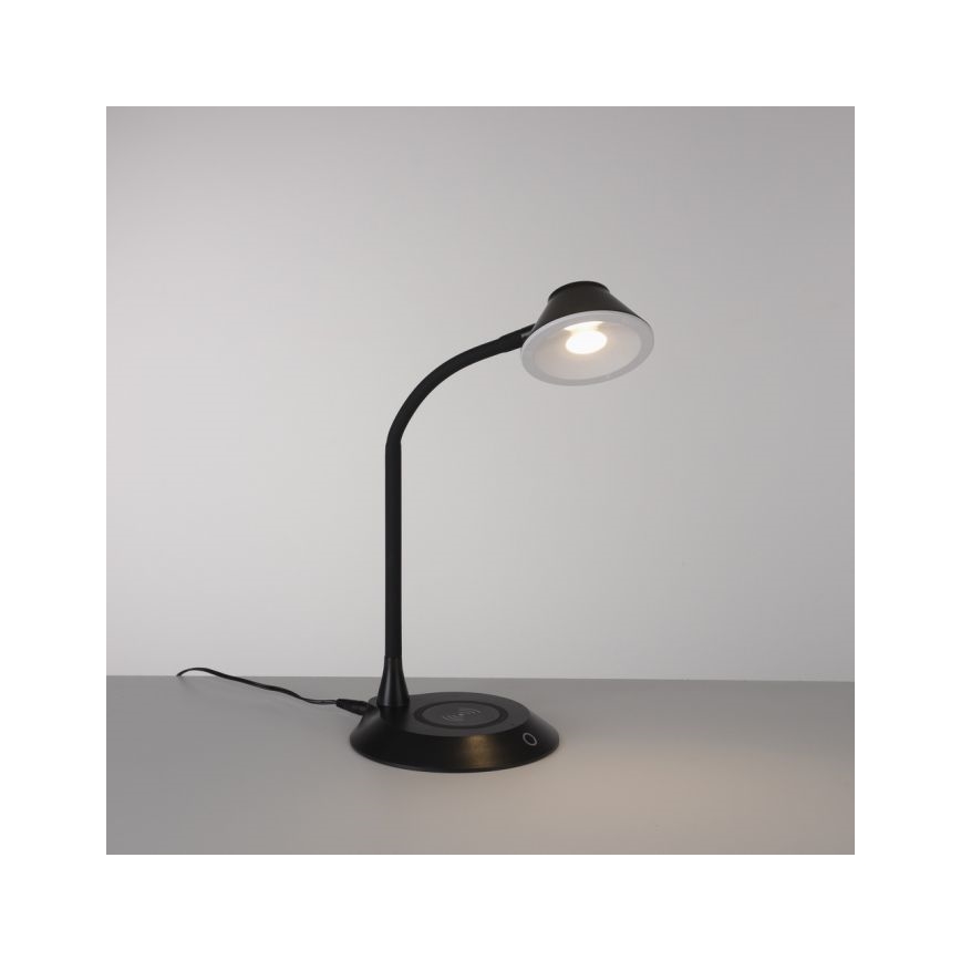 JUST LIGHT. 14414-18 - Dimbare flexibele bureaulamp met draadloos opladen PUCKI LED/4,5W/230V zwart