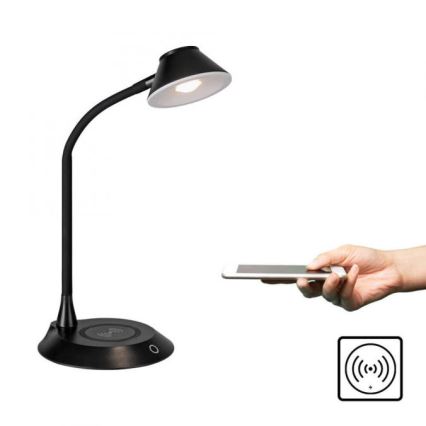 JUST LIGHT. 14414-18 - Dimbare flexibele bureaulamp met draadloos opladen PUCKI LED/4,5W/230V zwart