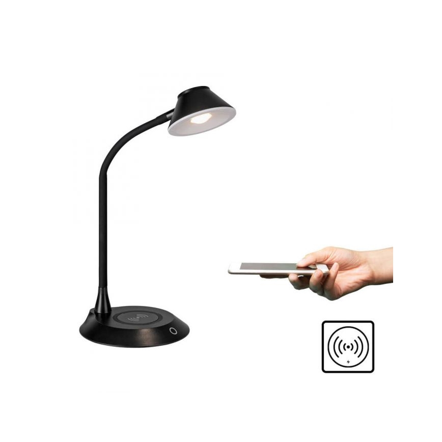 JUST LIGHT. 14414-18 - Dimbare flexibele bureaulamp met draadloos opladen PUCKI LED/4,5W/230V zwart