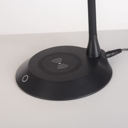 JUST LIGHT. 14414-18 - Dimbare flexibele bureaulamp met draadloos opladen PUCKI LED/4,5W/230V zwart