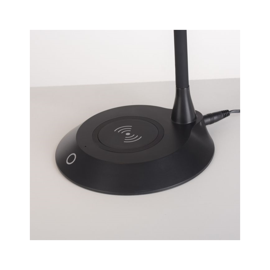 JUST LIGHT. 14414-18 - Dimbare flexibele bureaulamp met draadloos opladen PUCKI LED/4,5W/230V zwart
