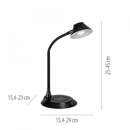 JUST LIGHT. 14414-18 - Dimbare flexibele bureaulamp met draadloos opladen PUCKI LED/4,5W/230V zwart