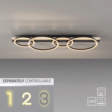 JUST LIGHT. 14426-21 - LED plafondlamp CICHIO LED/37W/230V + LED/9,5W 30x86 cm zwart