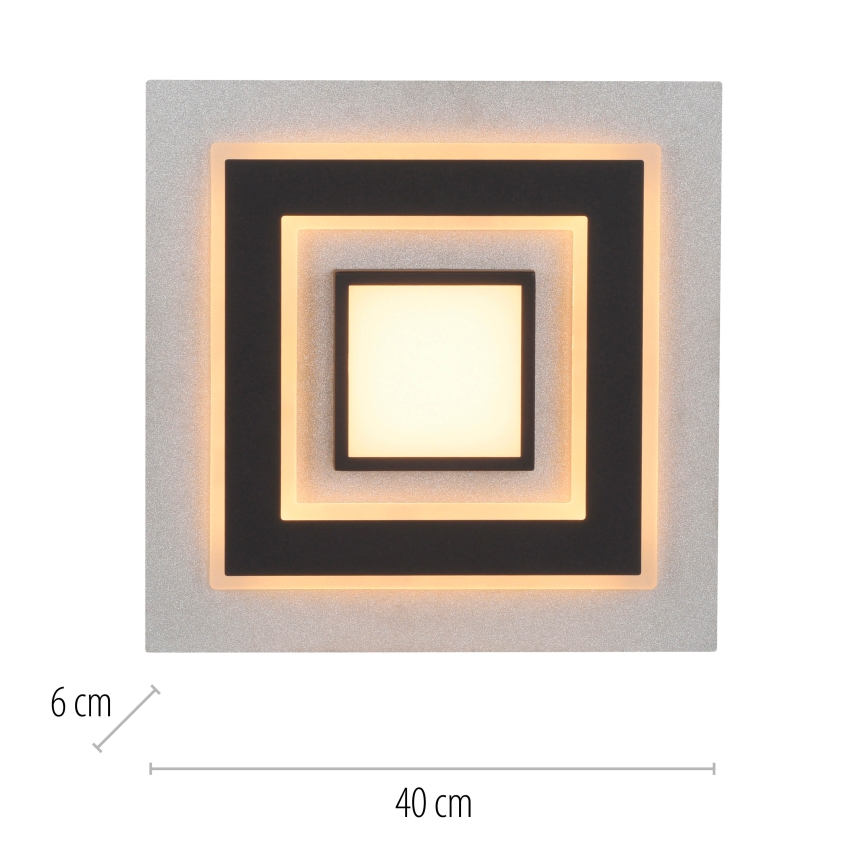 JUST LIGHT. 14439-21 - LED plafondlamp CICHIO LED/18,5W/230V + LED/9W 40x40 cm zwart