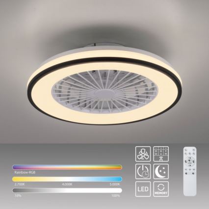 JUST LIGHT. 14447-18 - LED RGBW Dimbare plafondventilator met een licht LENO LED/44W/230V 3000-6500K diameter 48,6 cm wit + afstandsbediening
