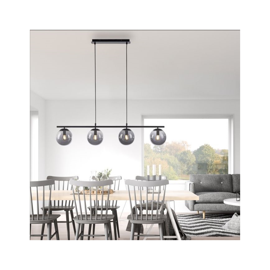JUST LIGHT. 14604-18 - Hanglamp aan een koord WIDOW 4xE14/25W/230V zwart
