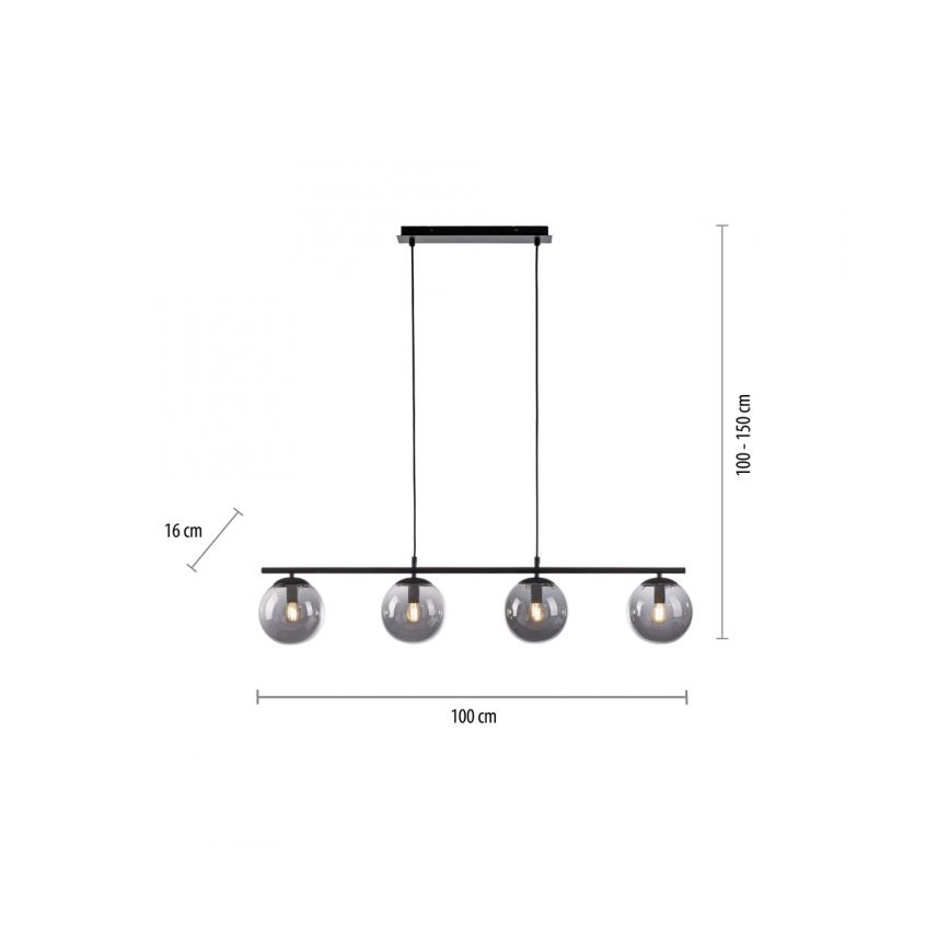 JUST LIGHT. 14604-18 - Hanglamp aan een koord WIDOW 4xE14/25W/230V zwart
