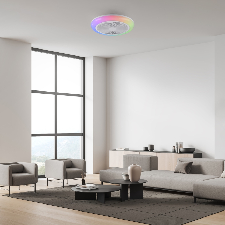 JUST LIGHT. 14623-16 - LED RGBW dimbare plafondventilator met verlichting BRENDA LED/22W/230V 3000-6000K Ø 46 cm wit + afstandsbediening