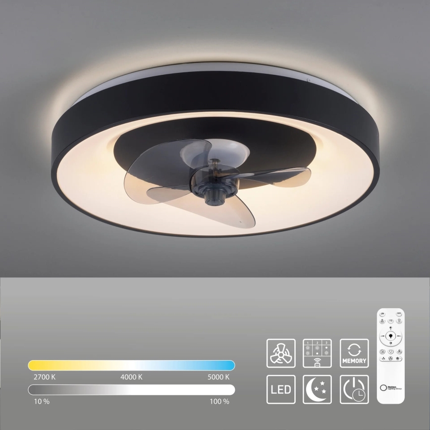 JUST LIGHT. 14644-18 - LED Dimbare plafondlamp met ventilator VENIKA LED/36W/230V diameter 48,6 cm 2700-5000K + afstandsbediening