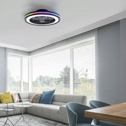 JUST LIGHT. 14649-18 - LED RGBW Dimbare plafondventilator met een licht BRANDON LED/36W/230V 2700-5000K diameter 46,5 cm zwart + afstandsbediening