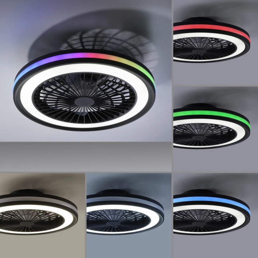 JUST LIGHT. 14649-18 - LED RGBW Dimbare plafondventilator met een licht BRANDON LED/36W/230V 2700-5000K diameter 46,5 cm zwart + afstandsbediening