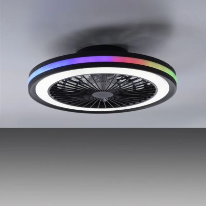 JUST LIGHT. 14649-18 - LED RGBW Dimbare plafondventilator met een licht BRANDON LED/36W/230V 2700-5000K diameter 46,5 cm zwart + afstandsbediening
