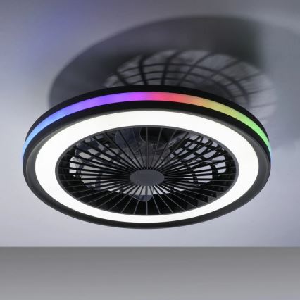 JUST LIGHT. 14649-18 - LED RGBW Dimbare plafondventilator met een licht BRANDON LED/36W/230V 2700-5000K diameter 46,5 cm zwart + afstandsbediening