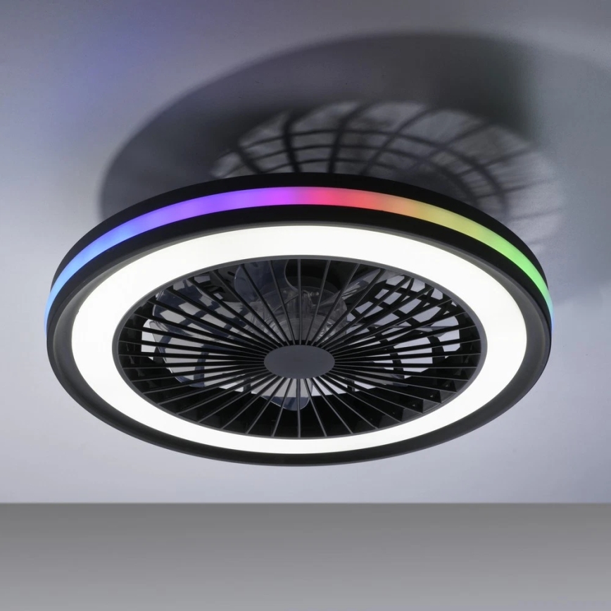 JUST LIGHT. 14649-18 - LED RGBW Dimbare plafondventilator met een licht BRANDON LED/36W/230V 2700-5000K diameter 46,5 cm zwart + afstandsbediening