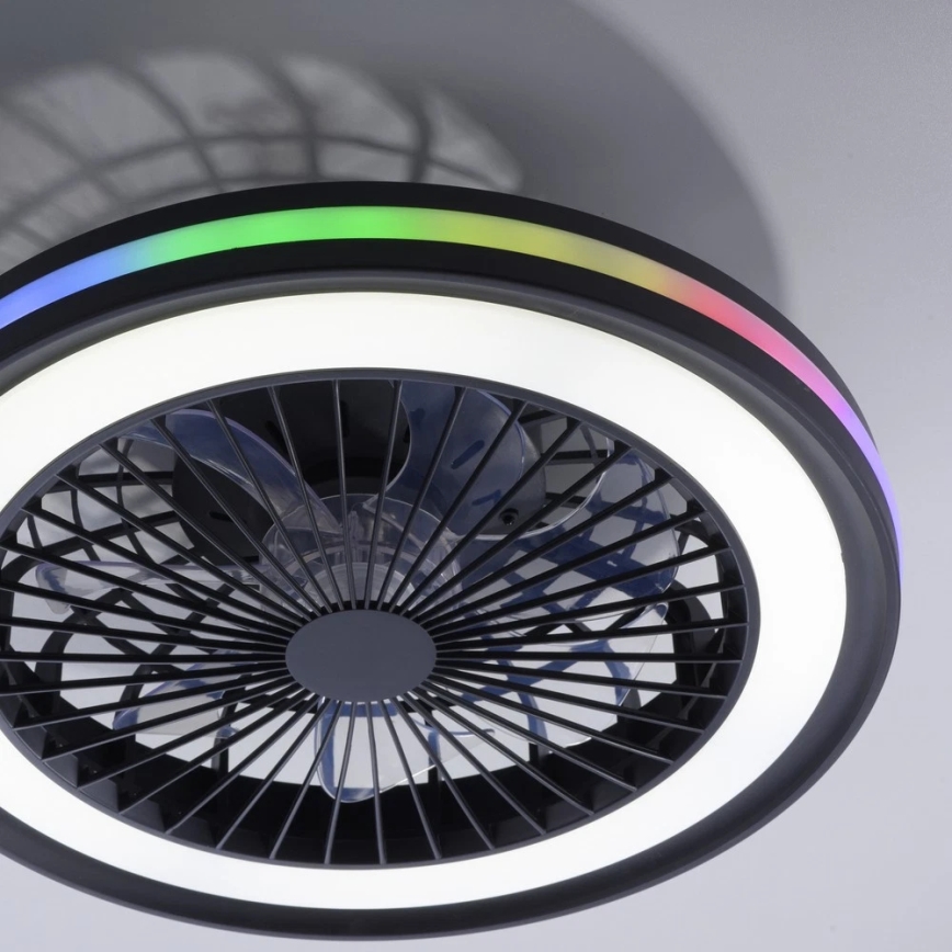 JUST LIGHT. 14649-18 - LED RGBW Dimbare plafondventilator met een licht BRANDON LED/36W/230V 2700-5000K diameter 46,5 cm zwart + afstandsbediening