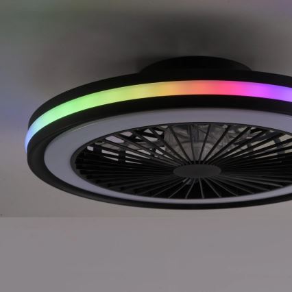 JUST LIGHT. 14649-18 - LED RGBW Dimbare plafondventilator met een licht BRANDON LED/36W/230V 2700-5000K diameter 46,5 cm zwart + afstandsbediening