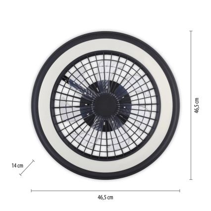 JUST LIGHT. 14649-18 - LED RGBW Dimbare plafondventilator met een licht BRANDON LED/36W/230V 2700-5000K diameter 46,5 cm zwart + afstandsbediening