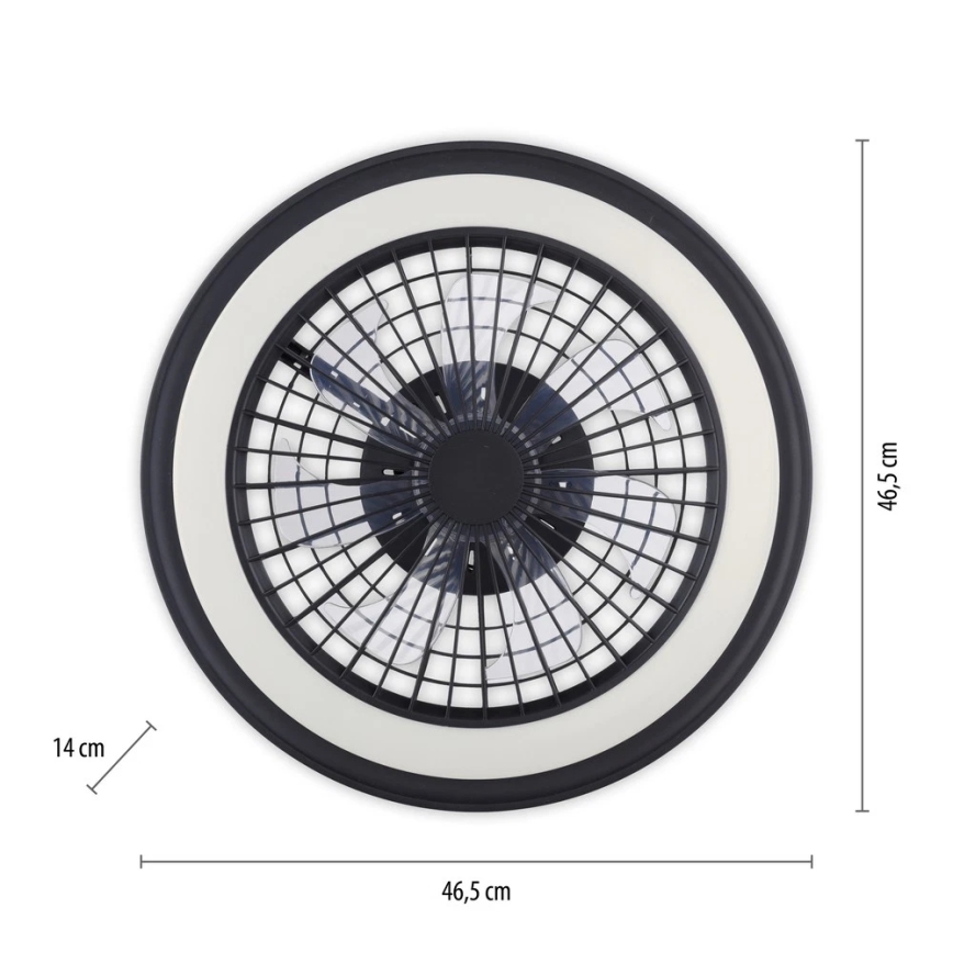 JUST LIGHT. 14649-18 - LED RGBW Dimbare plafondventilator met een licht BRANDON LED/36W/230V 2700-5000K diameter 46,5 cm zwart + afstandsbediening