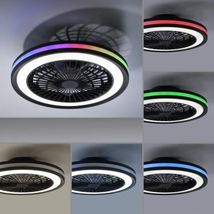 JUST LIGHT. 14649-18 - LED RGBW dimbare plafondventilator met licht BRANDON LED/36W/230V 2700-5000K Ø 46,5 cm zwart + afstandsbediening